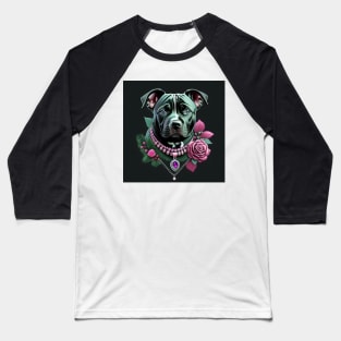 Staffy Portrait Baseball T-Shirt